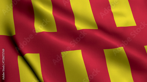 Northumberland City Flag. Waving Fabric Satin Texture 3D Illustration. Real Texture Flag of the Northumberland the United Kingdom Banner Collection. High Detailed Flag Animation England, UK