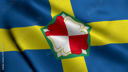 Pembrokeshire City Flag. Waving Fabric Satin Texture National Flag 3D Illustration. Real Texture Flag of the Pembrokeshire the United Kingdom Banner Collection. High Detailed Flag Animation England