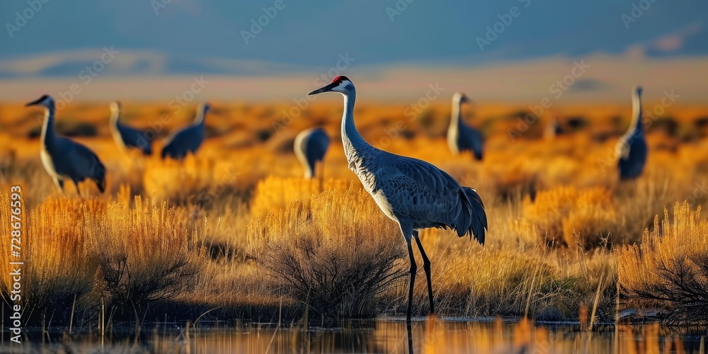 Crane reserve in New Mexico, USA, Generative AI