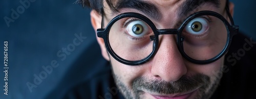 close-up portrait of a surprised man in glasses Generative AI