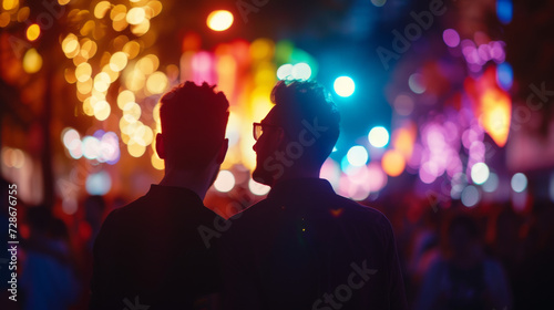 Gay couple enjoying their time at a LGBTQ-Pride-Festival photo