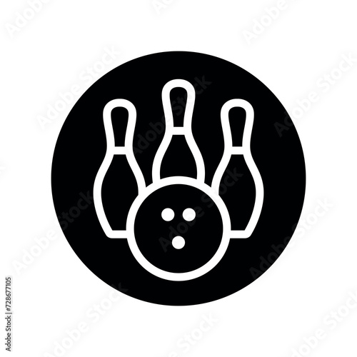 Bowling pins icon (skittles). Symbol of game, recreation or sports competition. Bowling figures.