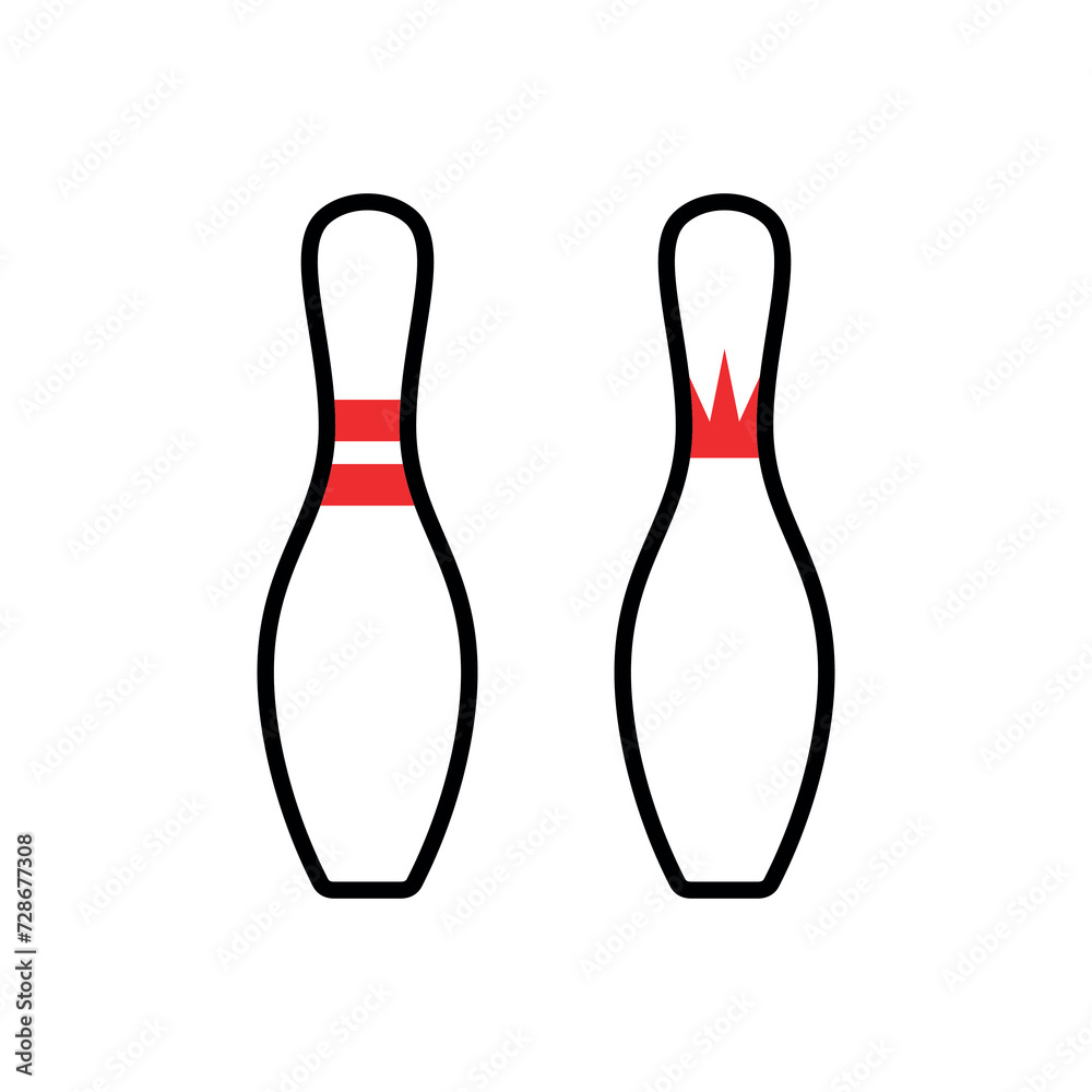 Set of bowling pins (skittles) icons. Symbol of game, recreation or sports competition. Bowling figures. Set of bowling pins (skittles) icons. Symbol of game, recreation or sports competition. Bowling figures.