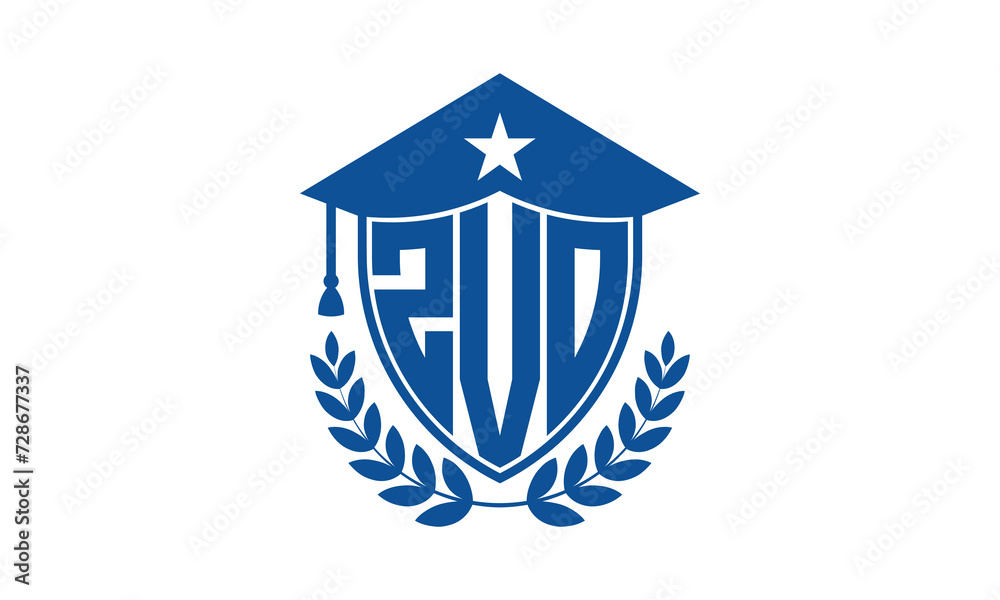 ZVO three letter iconic academic logo design vector template. monogram, abstract, school, college, university, graduation cap symbol logo, shield, model, institute, educational, coaching canter, tech ZVO three letter iconic academic logo design vector template. monogram, abstract, school, college, university, graduation cap symbol logo, shield, model, institute, educational, coaching canter, tech