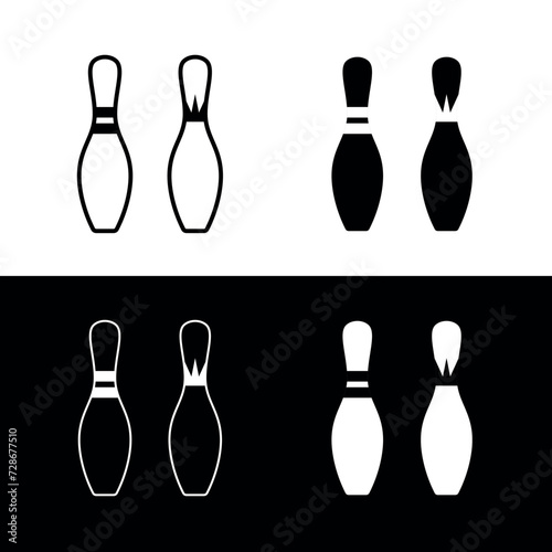 Set of bowling pins (skittles) icons. Symbol of game, recreation or sports competition. Bowling figures.