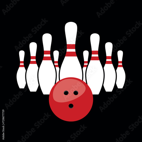 Bowling pins (skittles) illustration. Symbol of game, recreation or sports competition. Bowling figures.