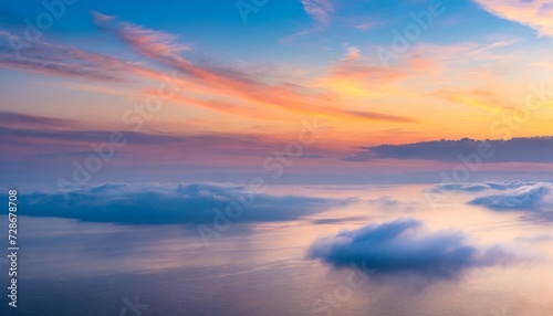 gentle colors of sunrise sky with light clouds background