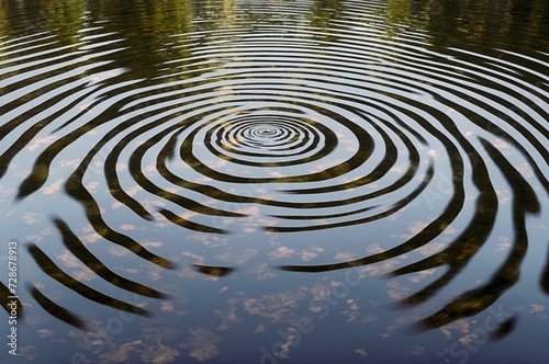 A pond with concentric circles of ripples radiating out from a single point 