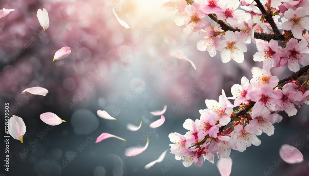 sakura flying petals romantic background