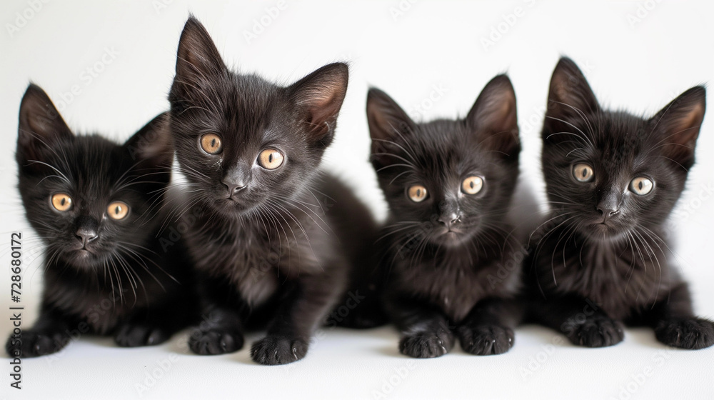 Four Black Kitten Siblings Four Black Kitten Siblings
