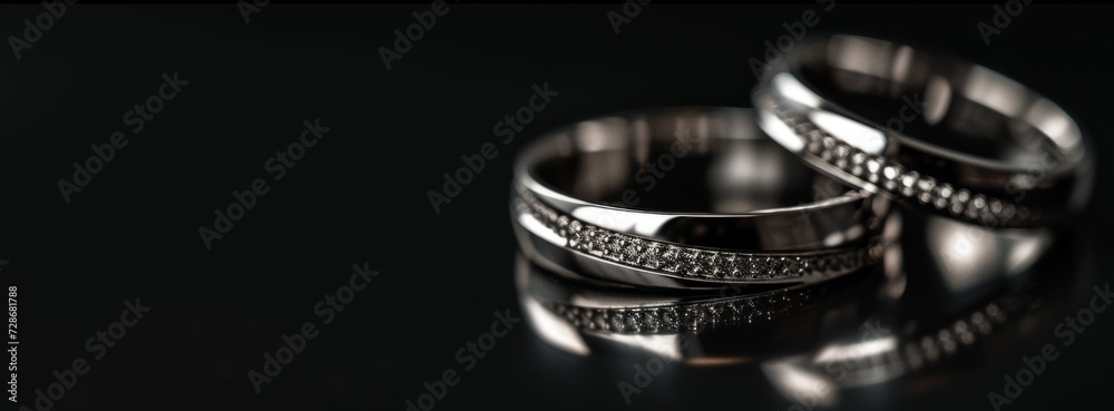 wedding rings on a dark background Generative AI - obrazy, fototapety, plakaty 