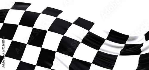 Wavy racing checkered flag with diagonal folds. Realistic 3d render