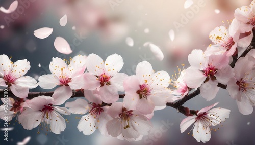 sakura flying petals romantic background