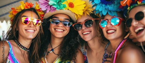 Friends celebrating Brazilian Carnival.