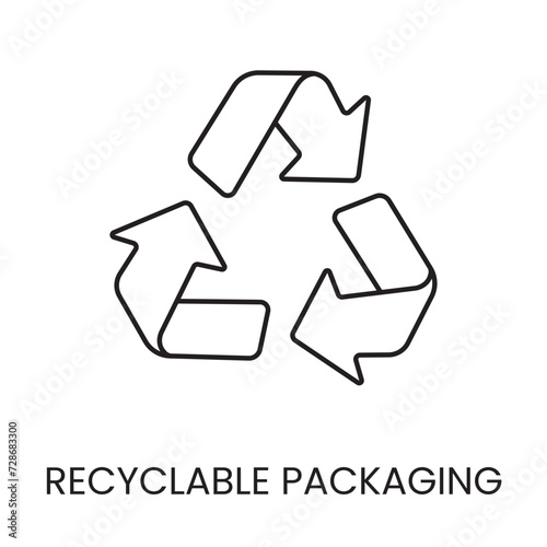 Recycled packaging, recycling vector line icon with editable stroke for placement on packaging