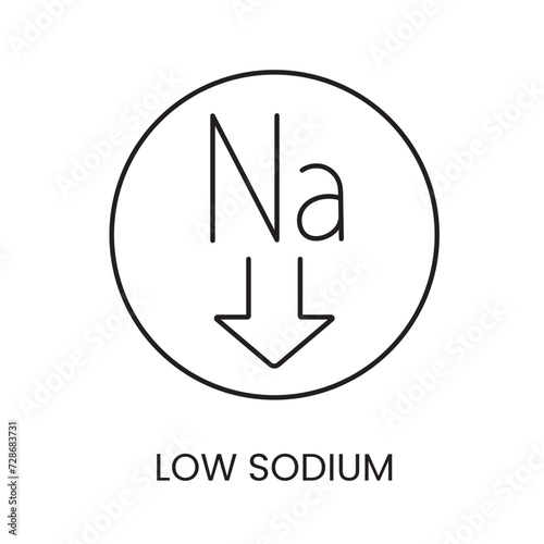 Low sodium level in water vector line icon with editable stroke for placement on packaging