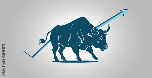 Bull, Bullish, and up arrows business of stock market trading Stock Marketing vector illustration