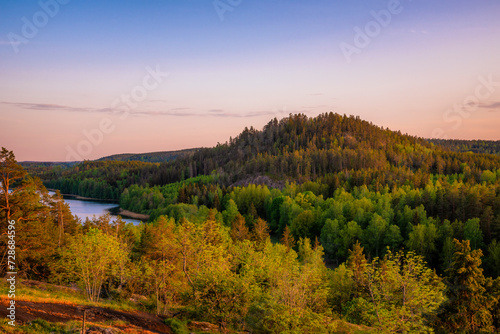 Idhult naturereserve in Sweden with mountain and trees photo