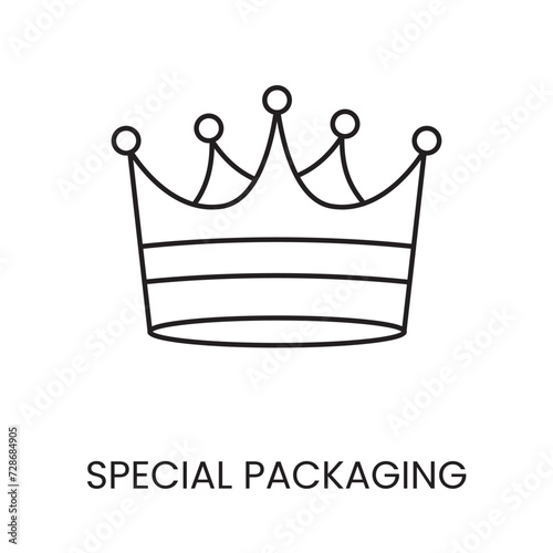 Special packaging, crown line vector icon with editable stroke for placement on packaging