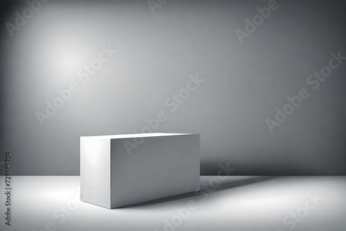 empty white mosaic podium in front of a white wall