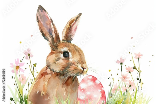 Unleash creativity for a watercolor illustration of a bunny with easter egg