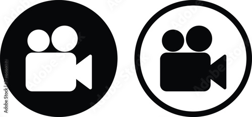 Video camera icon set in two styles . Movie sign vector . Video icon