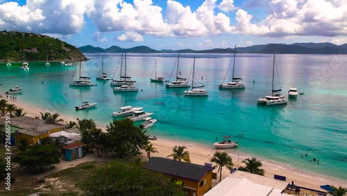 catamarans at Whitebay Jost vandyke bvi, drone photo