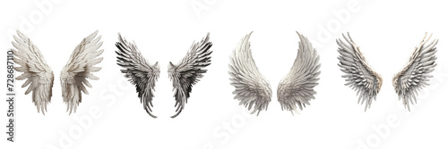Set of white wings on a transparent background