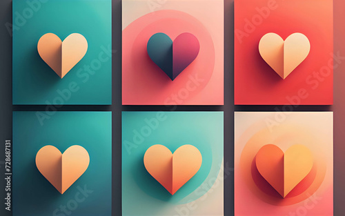 Wallpaper Mural set of four hearts Torontodigital.ca