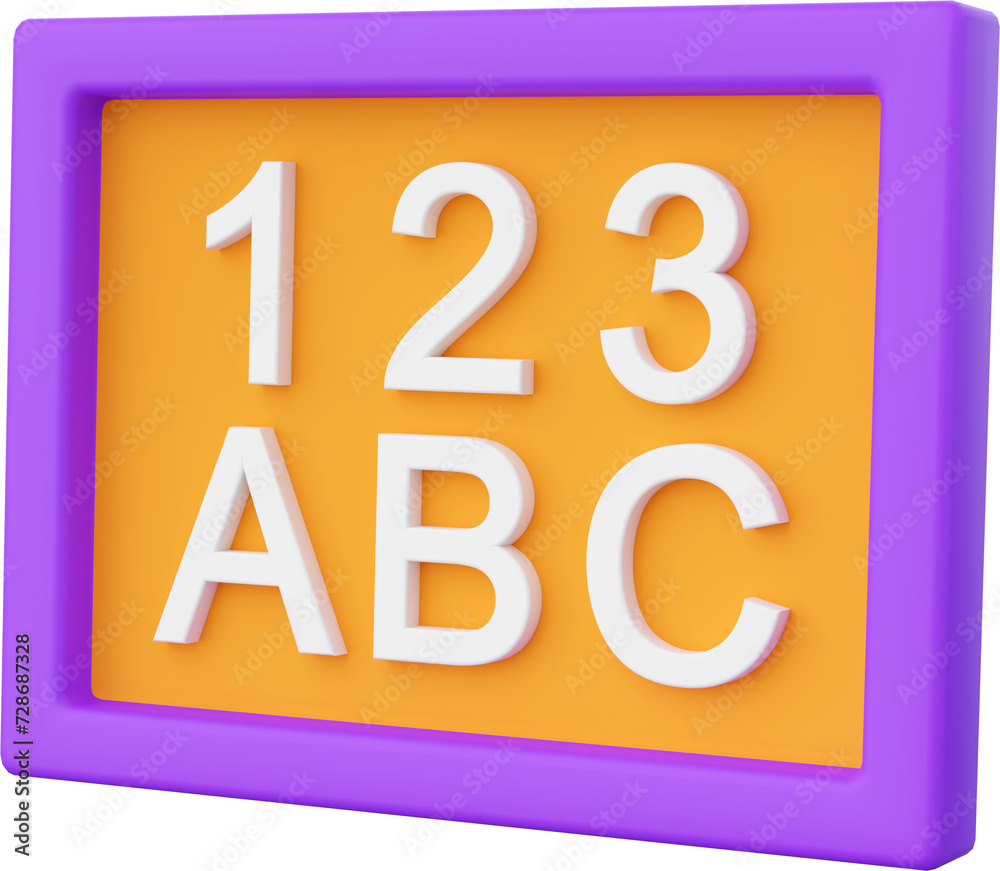 Blackboard, 3d illustration elements of school supplies Blackboard, 3d illustration elements of school supplies