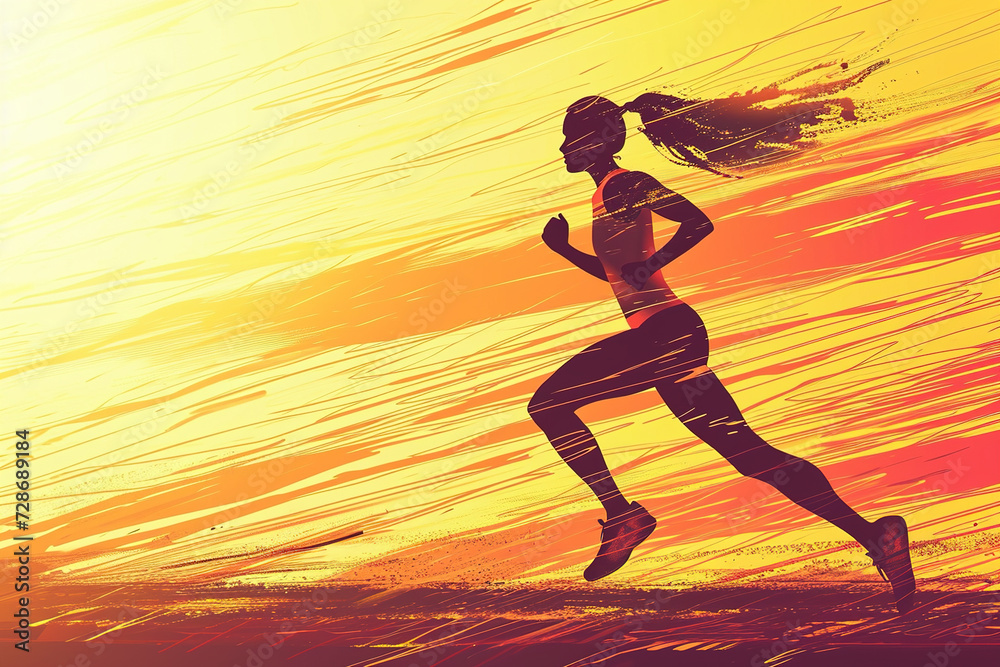 Silhouette female runner for competition poster Silhouette female runner for competition poster