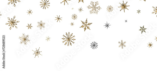 Whirling Snowflakes: Enthralling 3D Illustration of Falling Festive Snow Crystals