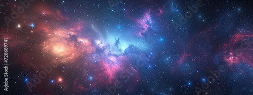 Galaxies and star constellations in deep space and cosmos, fragment of the Universe on abstract background 
