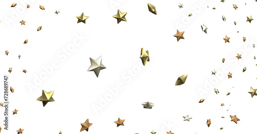 Stars - stars. Confetti celebration, Falling golden abstract decoration for party, birthday celebrate, © vegefox.com