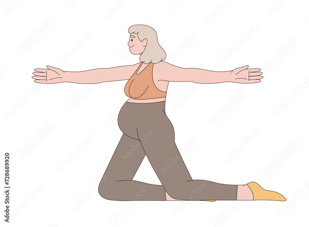 Pregnant woman practicing yoga vector flat illustration. Active future mothers doing aerobic exercise, meditating and stretching isolated. Female enjoy healthy lifestyle. Regular physical activity. Pregnant woman practicing yoga vector flat illustration. Active future mothers doing aerobic exercise, meditating and stretching isolated. Female enjoy healthy lifestyle. Regular physical activity.