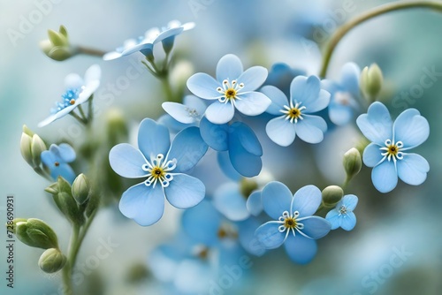 blue flowers on blurry background