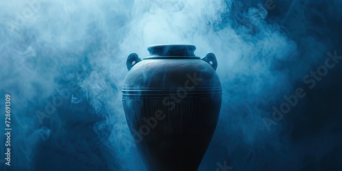 An urn containing the ashes of a cremated body