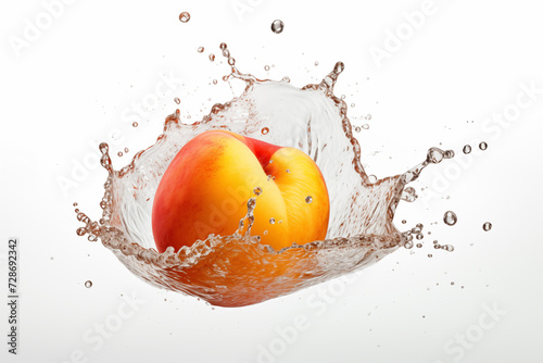 An apricot in water splash isolated on white background