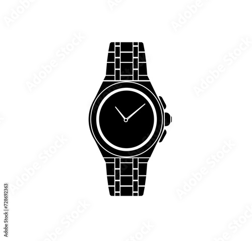 Vector illustration of a black silhouette of a classic wristwatch