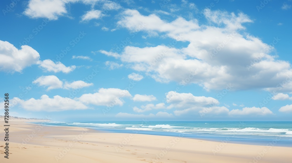 Tropical beach with palm trees during a sunny day A calm and sunny place to rest and dream beach ocean clear clean sand coast beach and tree leaf background
