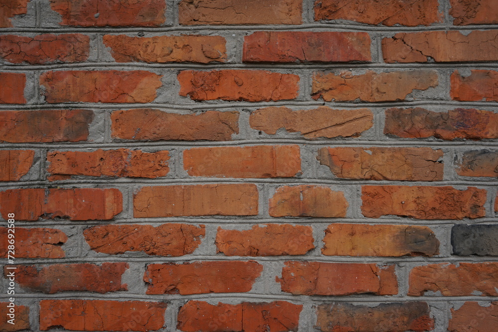 Naklejka premium Old red bricks wall texture