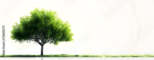 Single Large green leafy tree isolated on blank white background  nature environment concept. illustration  fantasy. copy space. mockup. 