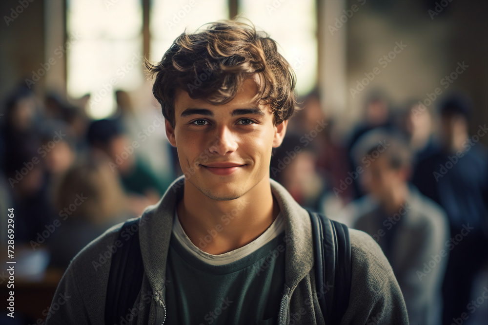 Naklejka premium Photo picture of intelligent student studying in university or college generative ai concept