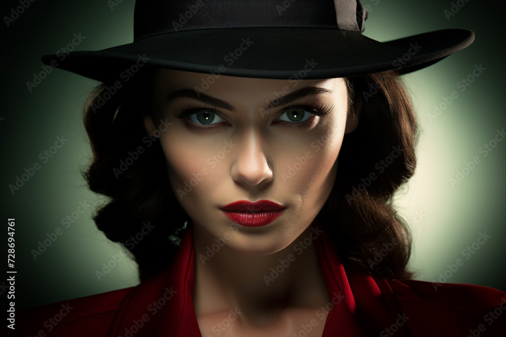 Old fashioned detective or mafia man woman in retro style hat Generative AI picture portrait Old fashioned detective or mafia man woman in retro style hat Generative AI picture portrait