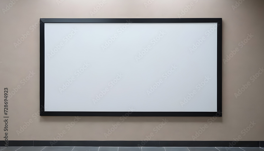  Empty-advertising-billboard-frame-on-wall-in-office-lobby-copy-space-for-mock-up-design-template