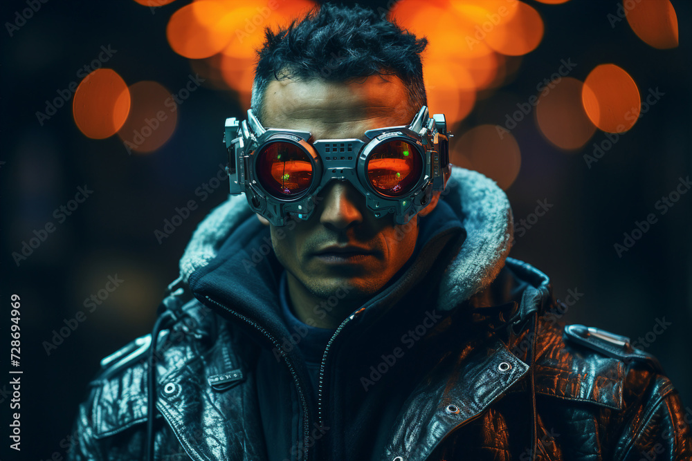 AI generated ai photo picture of a confident strong male humanoid robot wear connected smart glasses cyberpunk future concept AI generated ai photo picture of a confident strong male humanoid robot wear connected smart glasses cyberpunk future concept