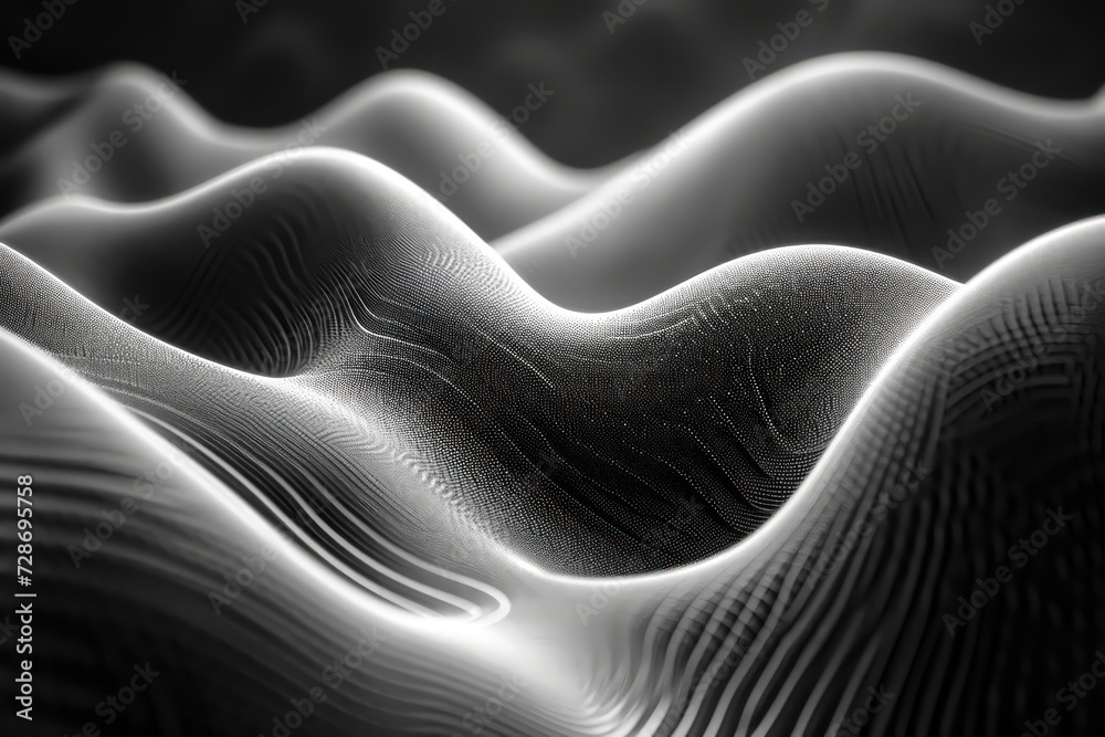 Abstract Black White Waves Wallpaper