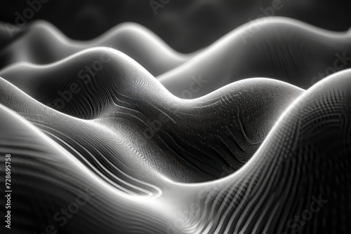 Abstract Black White Waves Wallpaper