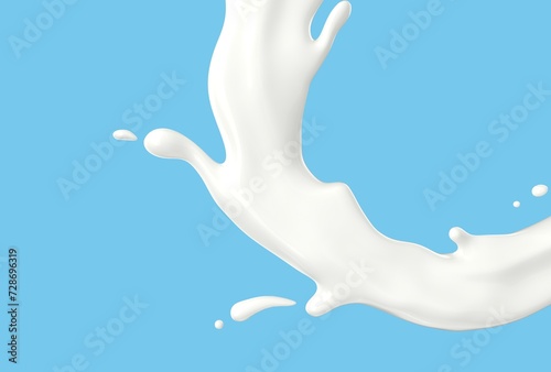 Milk Splash on Blue Background - High-Resolution Image