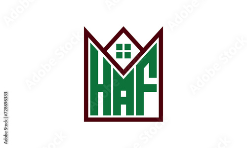 HAF initial letter real estate builders logo design vector. construction ,housing, home marker, property, building, apartment, flat, compartment, business, corporate, house rent, rental, commercial